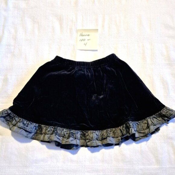 Hanna Andersson girls size 100 or 4 black velour skirt with 2 layer ruffle trim - Picture 1 of 6